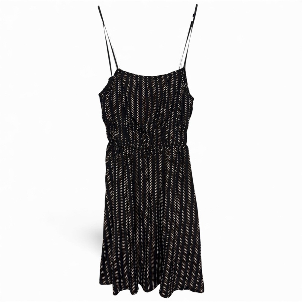 Madewell Black Mini Dress with Cream Dot Stripes